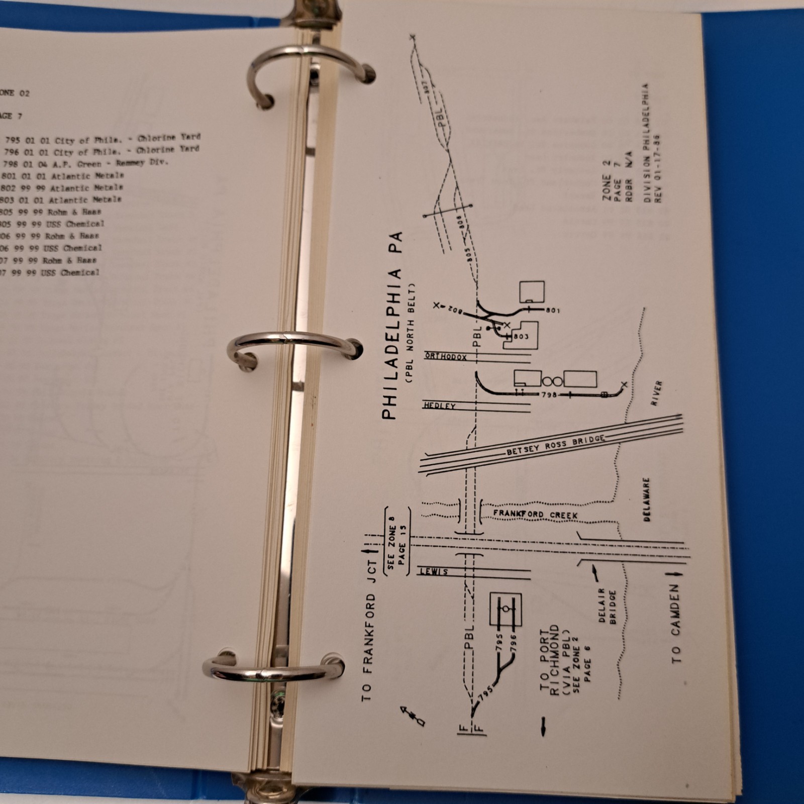 Conrail ZTS Maps Philadelphia Division Stations Department Quality Control 1987