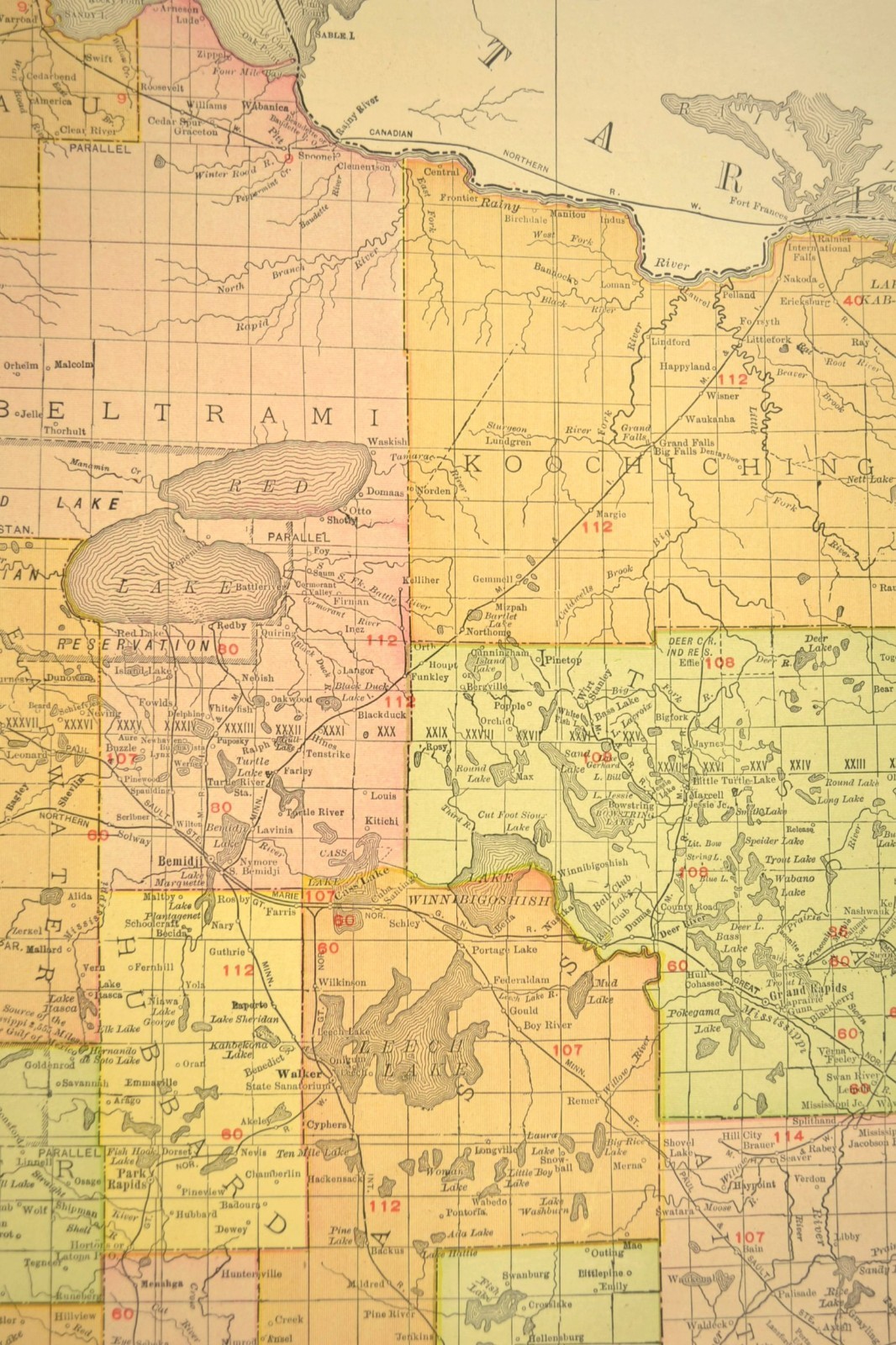 1911 Antique Minnesota Railroad Map ORIGINAL Atlas Map CMStP&P Railroad DATED