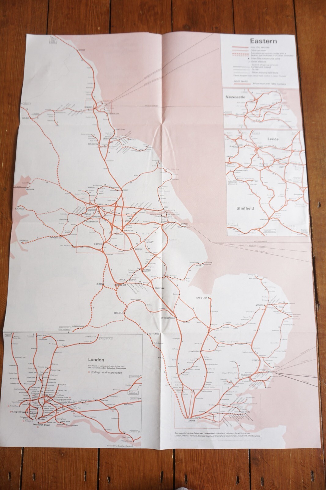 Jan 1972 British Rail Passenger Network Railway Map Eastern Region VGC