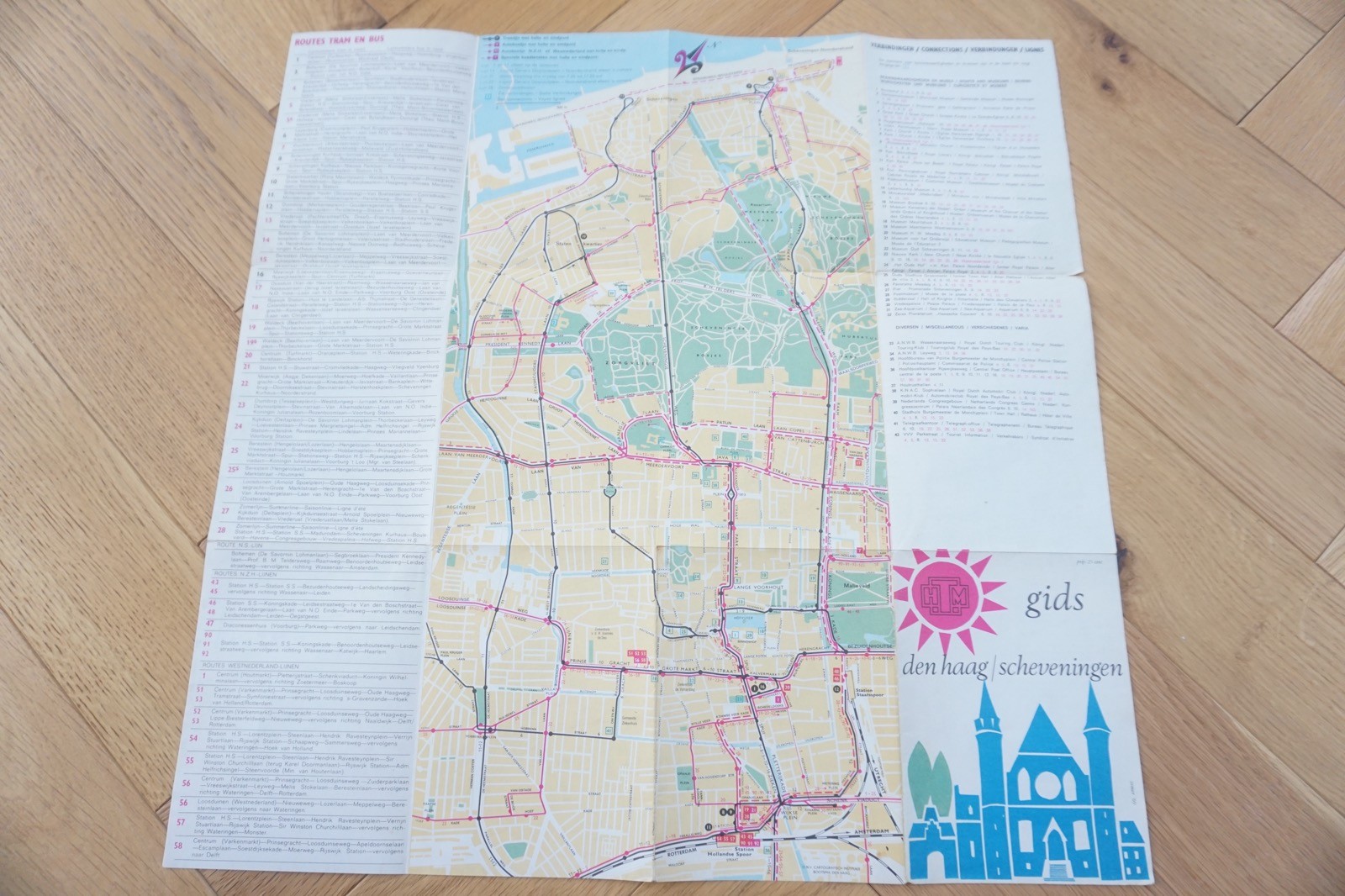 1969 HTM Gids Netherlands Railway Bus Tram Route Map