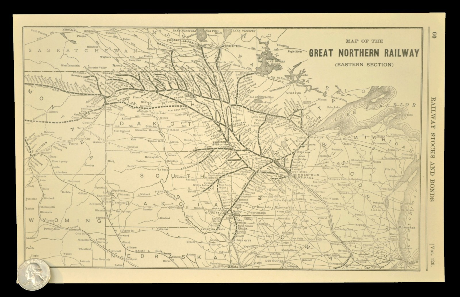 Vintage GREAT NORTHERN Railway Map North Dakota Western North Dakota Old Antique