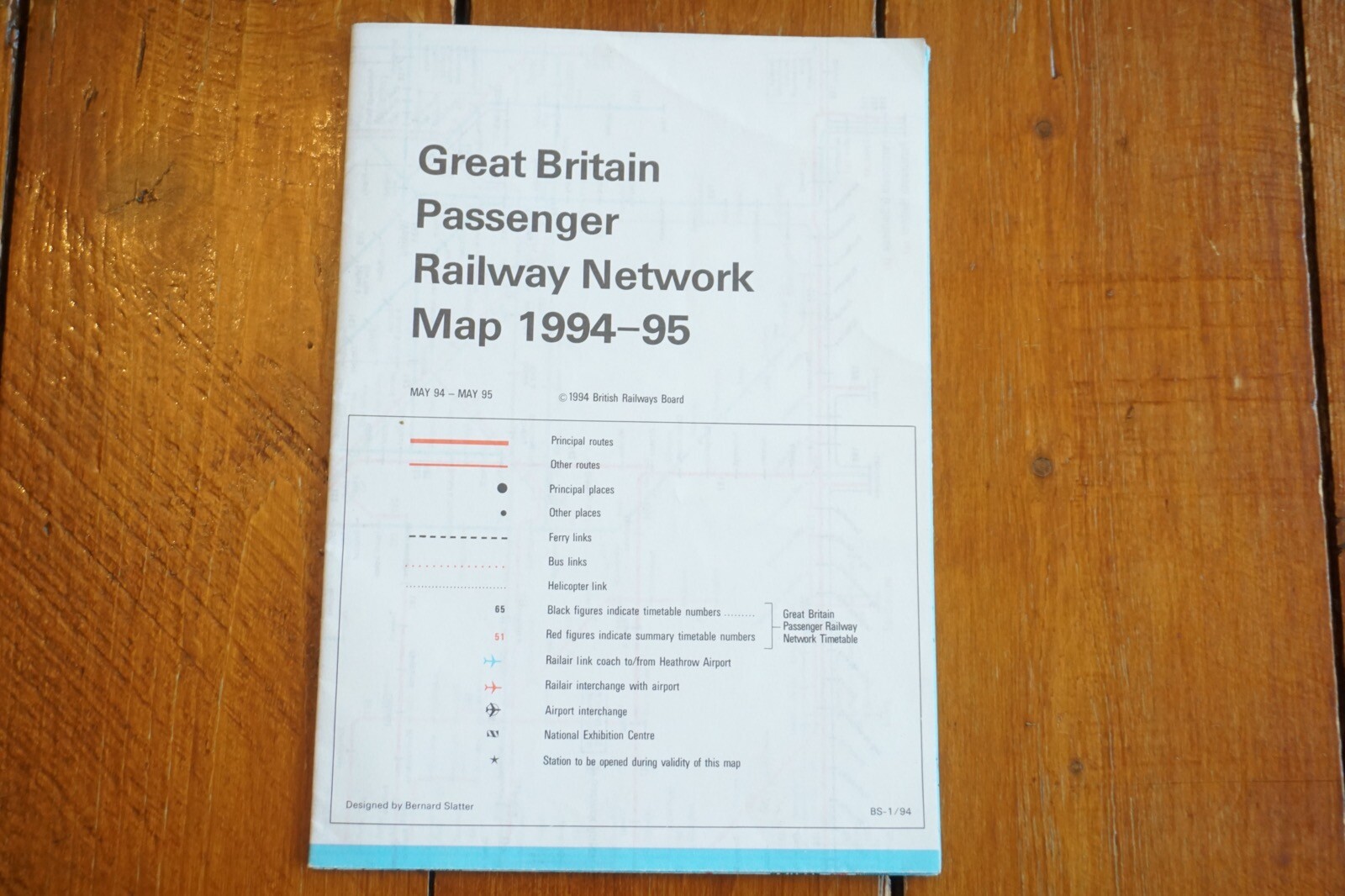 1994 1995 British Rail Passenger Network Railway Map VGC