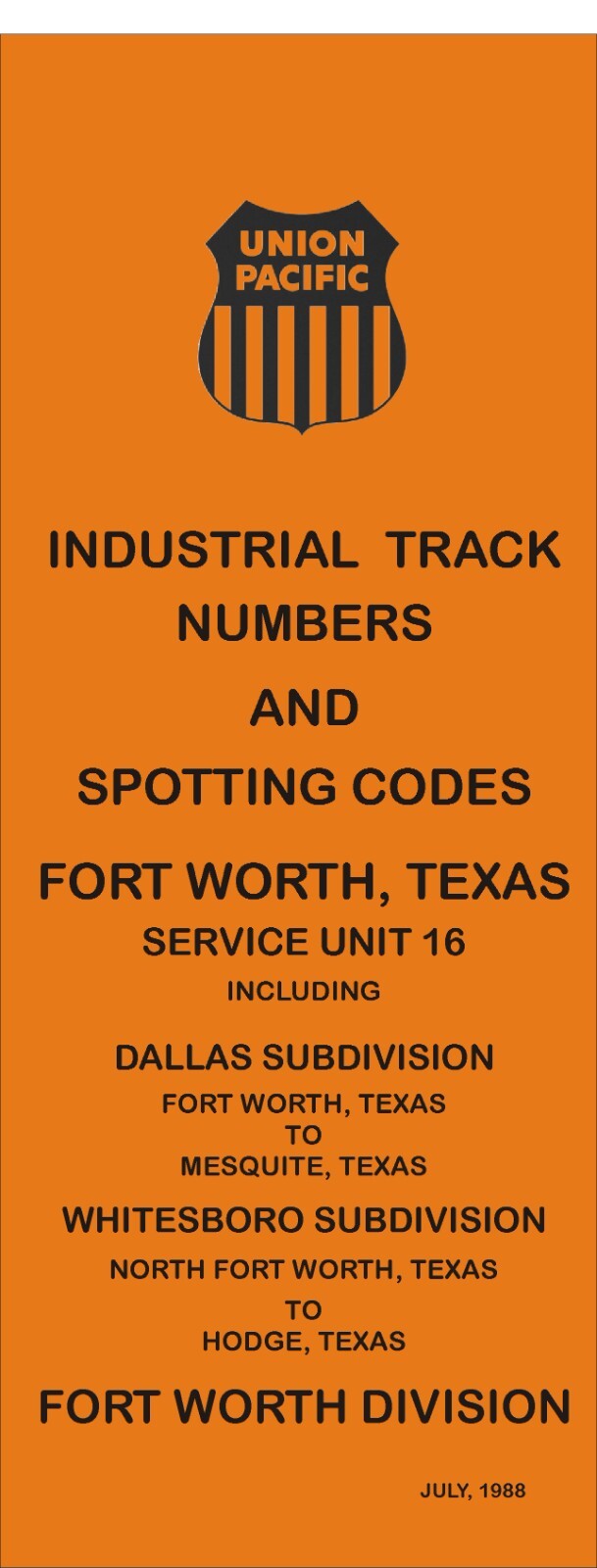 Union Pacific 1988 Fort Worth Texas Service Unit 16 ZTS PDF pages on DVD