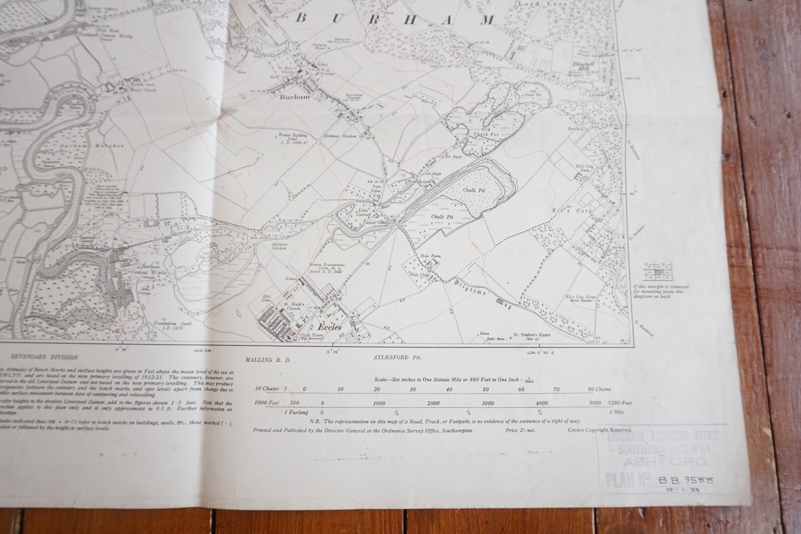 1933 Burnham Snodland Kent Southern Railway OS Map