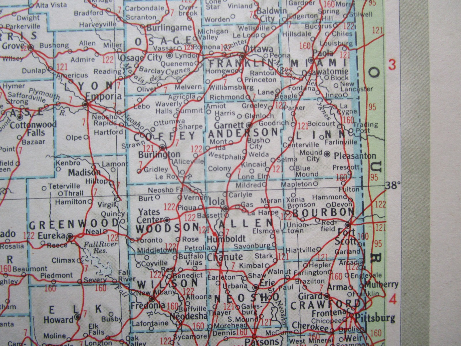 KS KY Vtg 1951 KANSAS RAILROAD Map KANSAS CITY SOUTHERN, CB&Q, ATSF or KENTUCKY