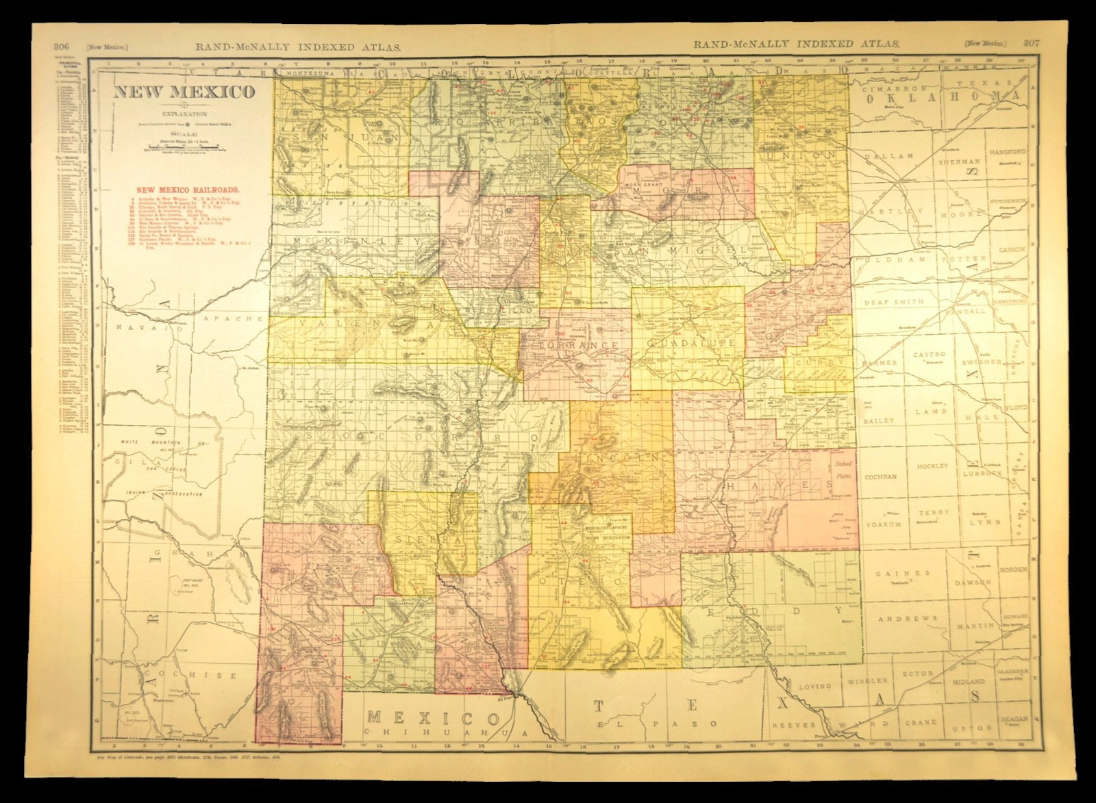 1911 Antique Map of New Mexico Railroad Map ORIGINAL Atlas Map EP&SW RR DATED