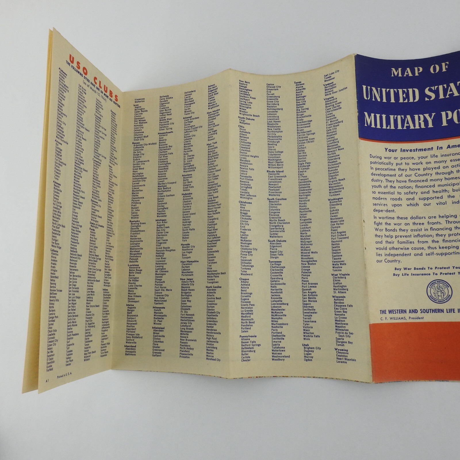 Vintage US Military Map Posts Camps Stations Randy McNally Illustrated Graphics