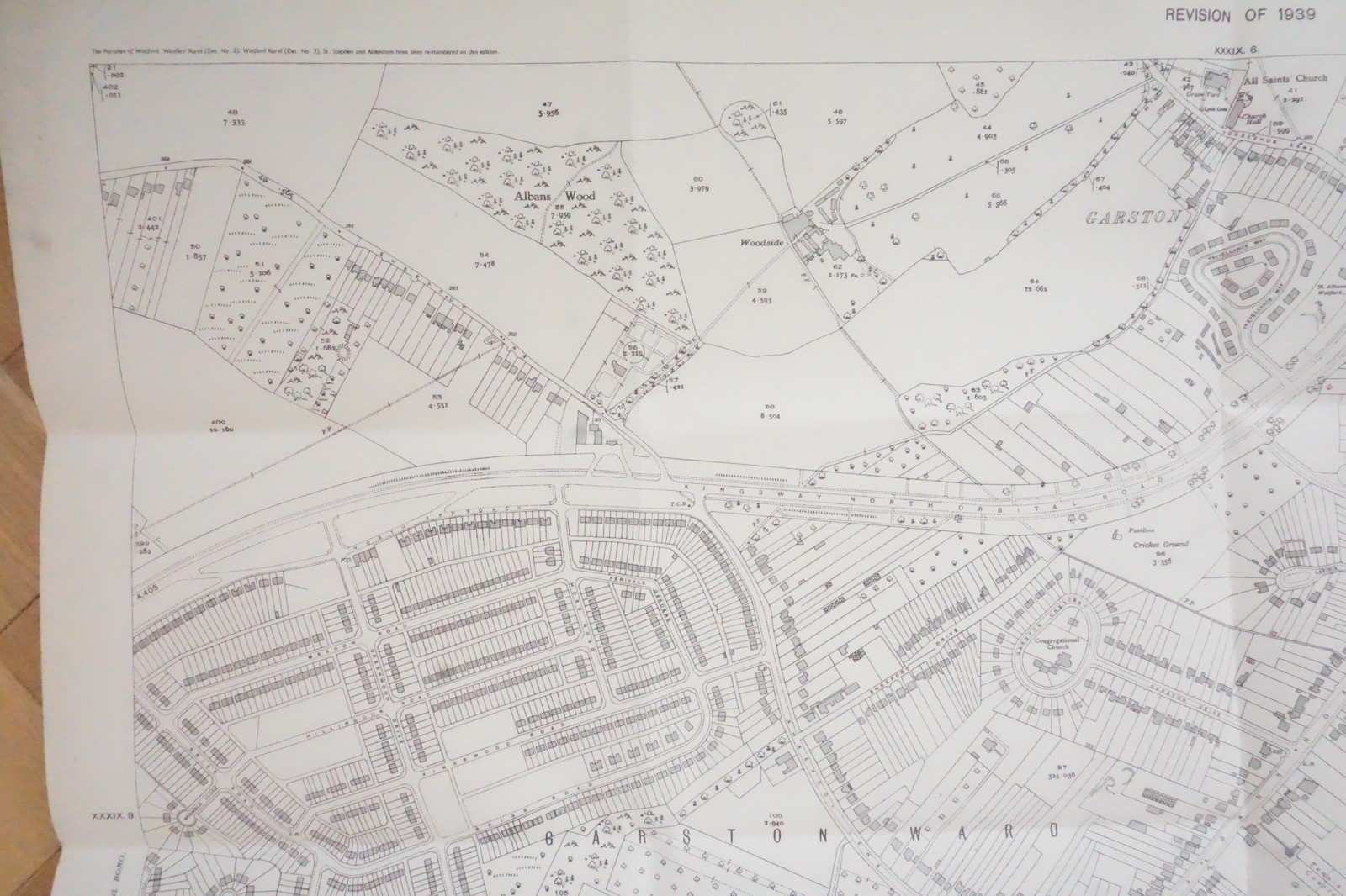 1939 Watford Garston St Albans North London Railway OS Railway Map *