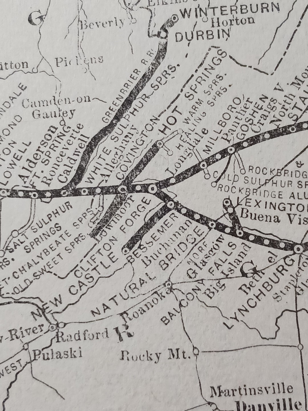 ~1910 Antique Railroad Map CHESAPEAKE & OHIO RAILWAY All Train Routes & Depots