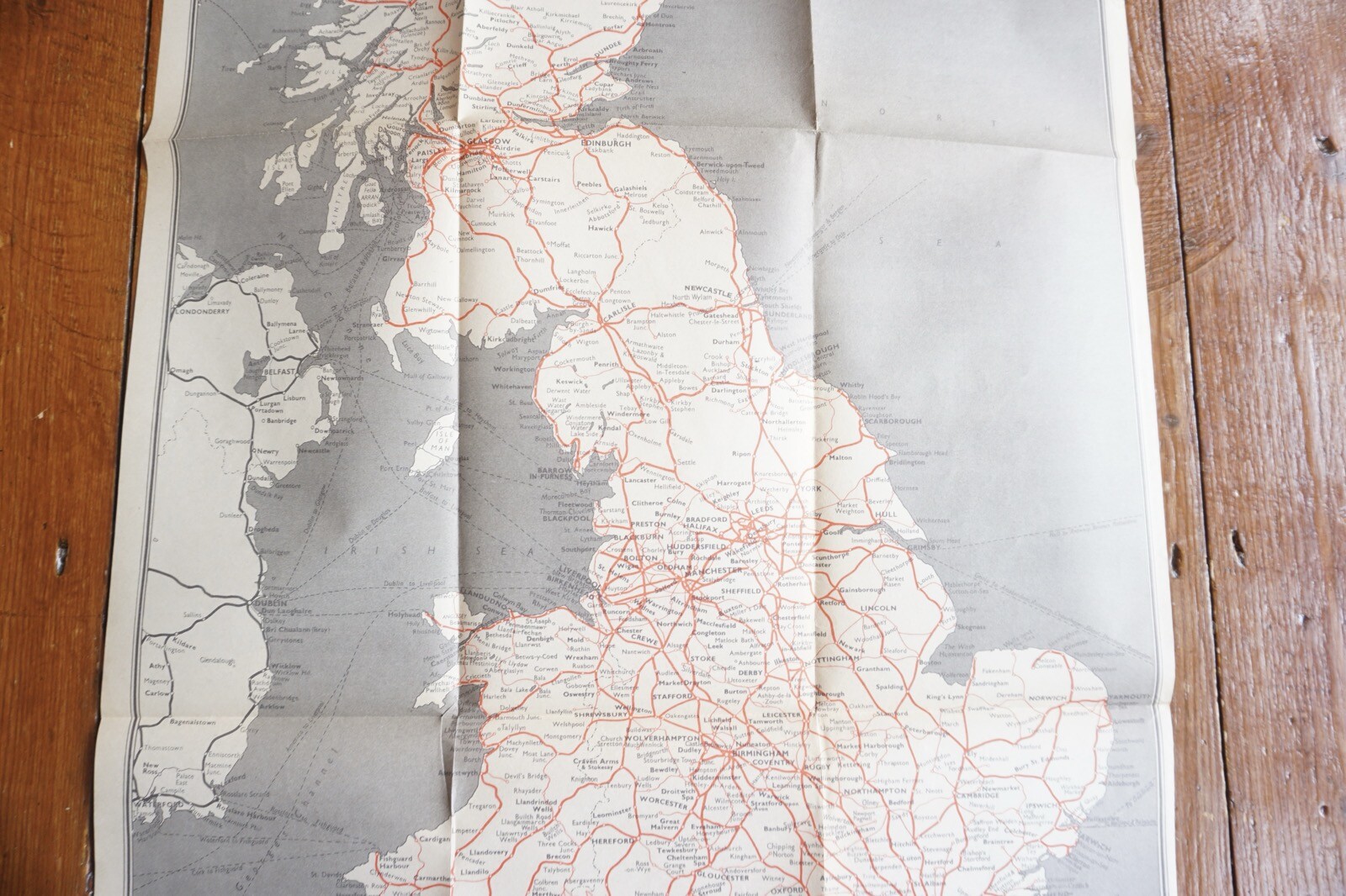 1957 British Rail Scottish Passenger Network Railway System Map VGC