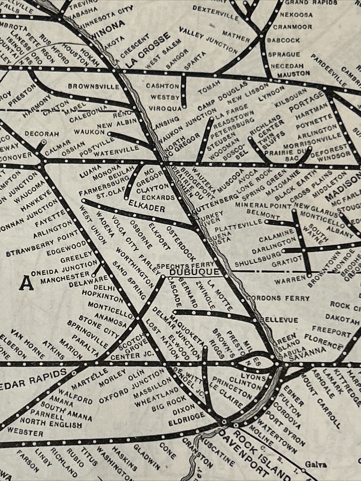 Antique 1908 Map Of The Chicago, Milwaukee & St. Paul Railroad System 11×15 Inch