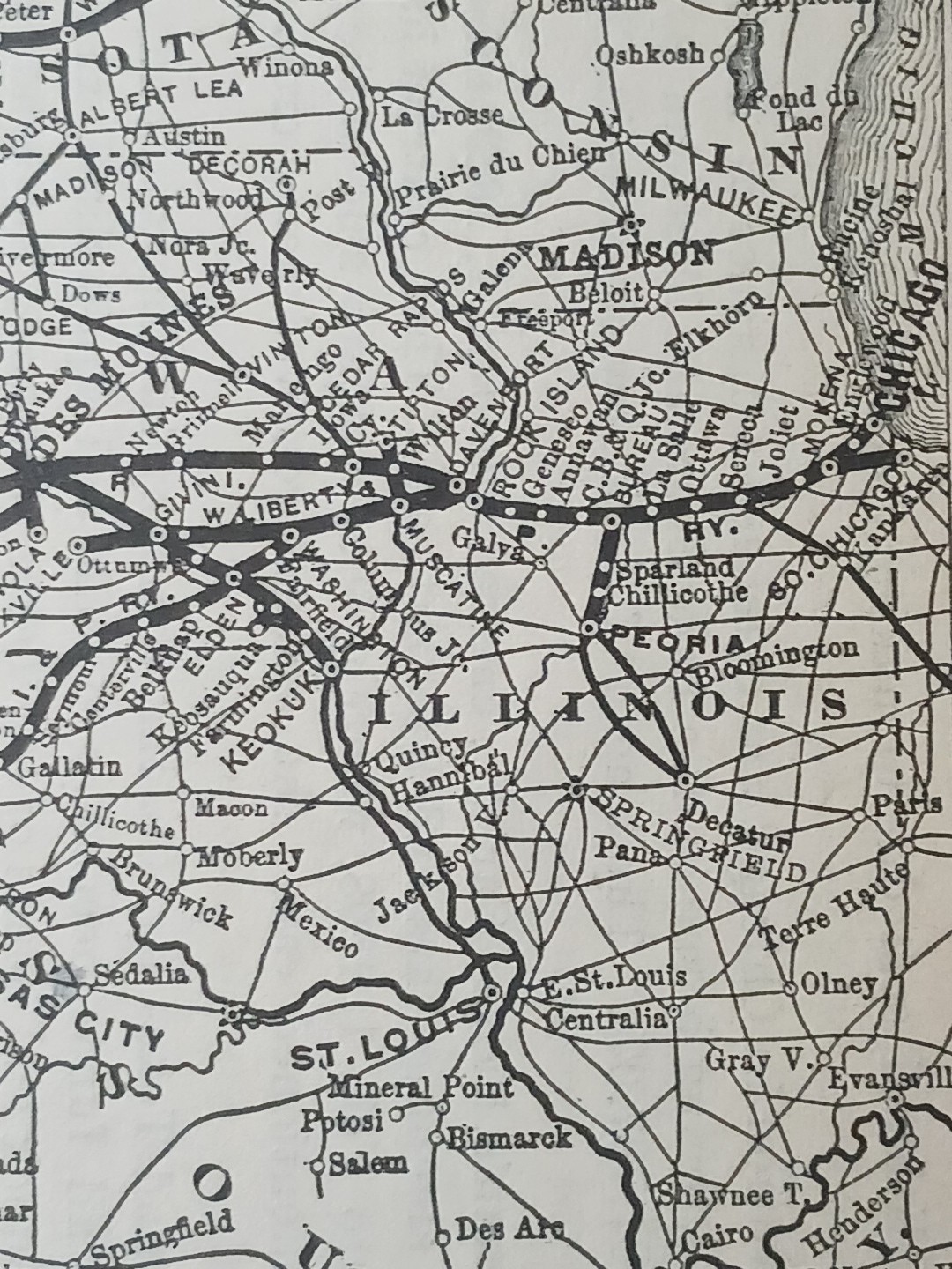~1898 Train Route Map + Railroad Report CHICAGO ROCK ISLAND & PACIFIC RAILWAY