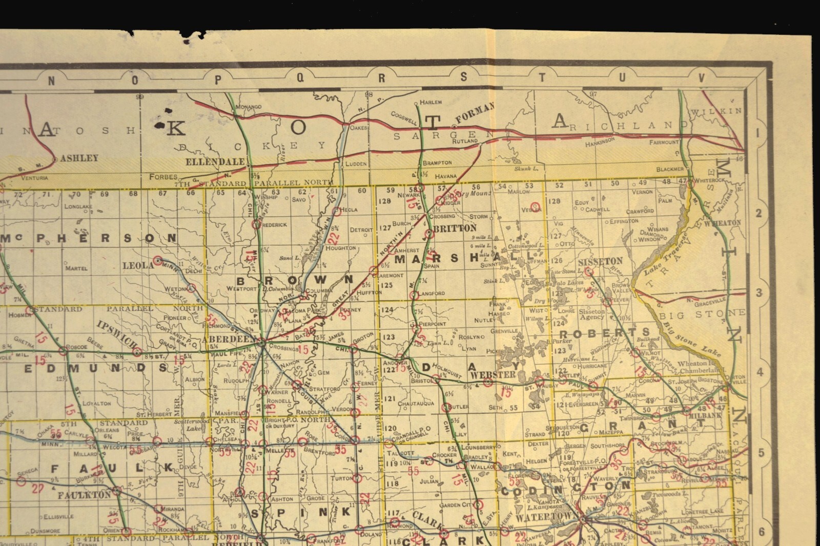 ca 1905 South Dakota Railroad Map Yankton & Western RR Wyoming & Missouri River