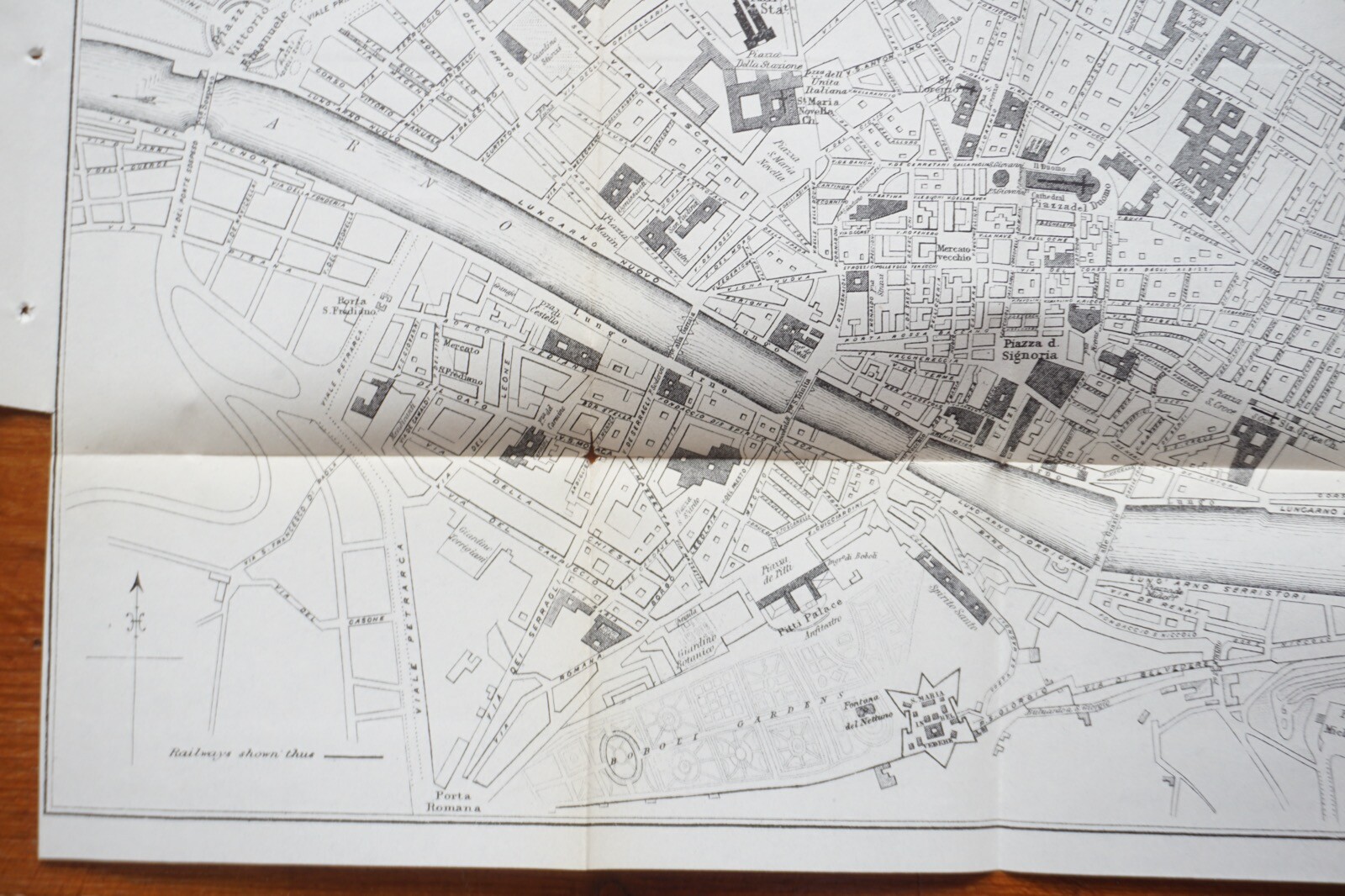 1899 Bradshaws Map of Florence Italy Original Railway Map