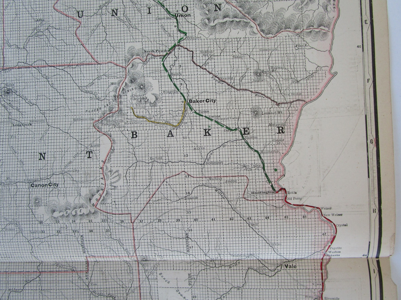 OR 1897 EASTERN OREGON Cram RAILROAD Map SUMPTER VALLEY RR or PROVIDENCE RI City