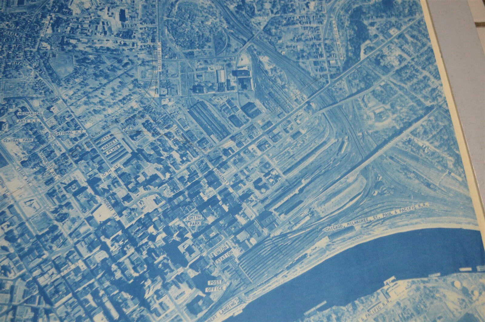 1958 Minnesota Hwy Dept St. Paul Map Railroads Union Station Milwaukee Road
