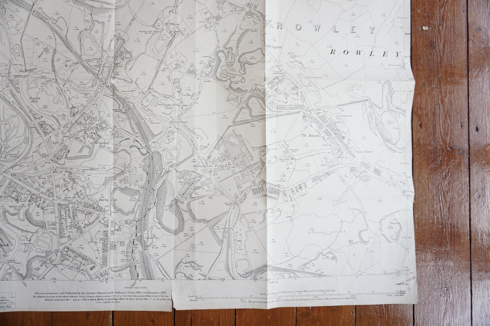 1919 Windmill End Rowley GWR Great Western Railway OS Railway Map