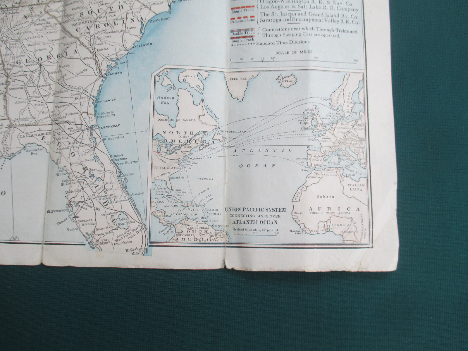 Large 1930 Union Pacific Railroad Route Map of the Union States w/ Photos