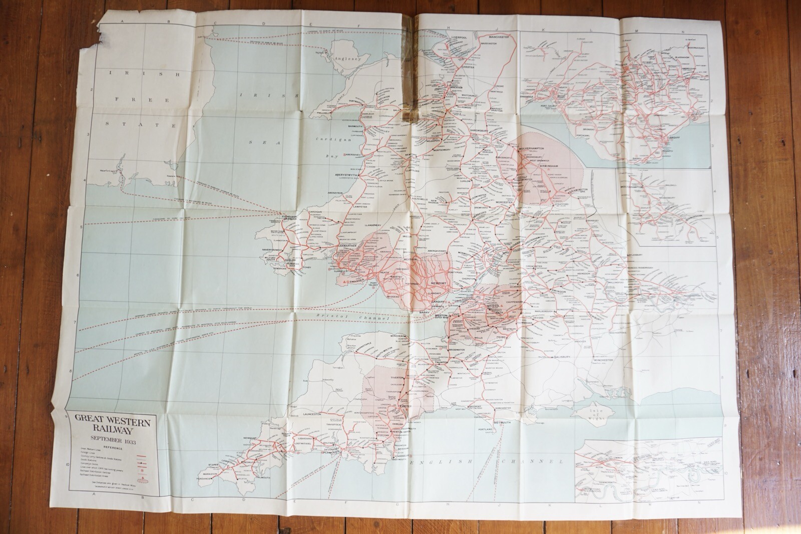 Sept 1933 GWR Railway Large Map