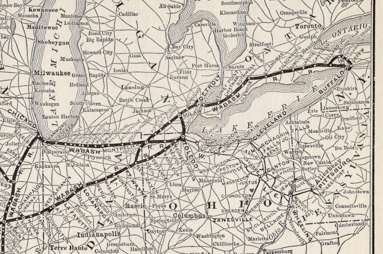 1914 Antique Wabash System Railroad Map Vintage Railway Map 1566
