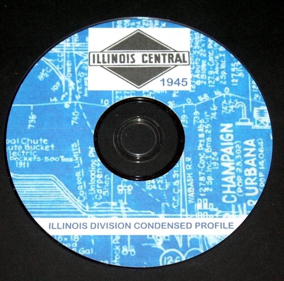 Illinois Central RR 1945 Illinois Division Condensed Profiles PDF pages on DVD