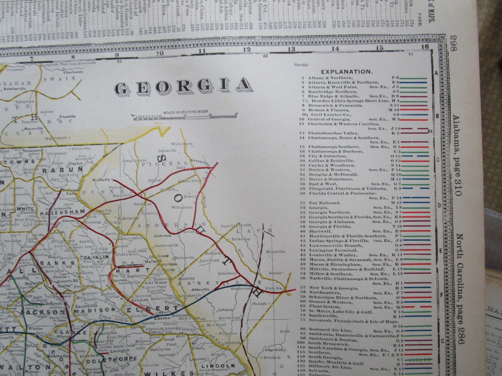 GA 1898 GEORGIA STEAM RAILROADs Map. SMITHONIA & DUNLOP RR, CUYLER & WOODBURN RR