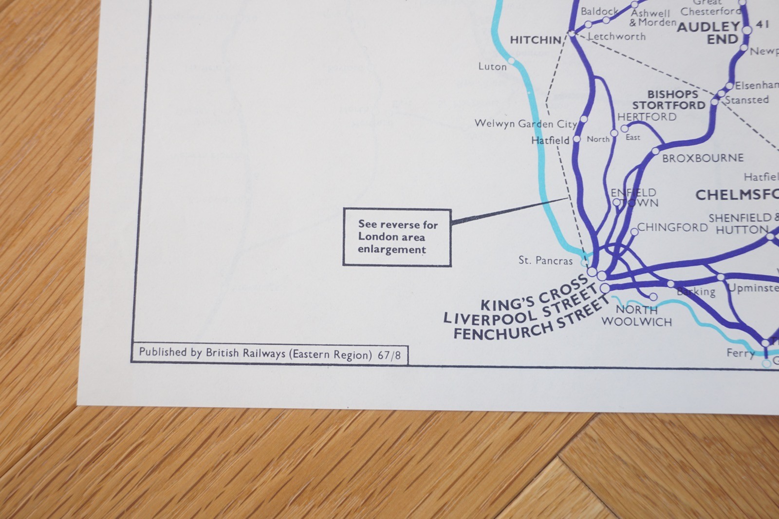 Aug 1967 Eastern Region British Rail Railway Map VGC