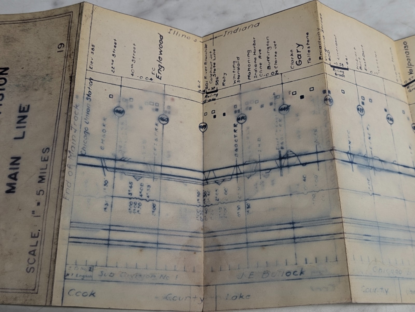 Pennsylvania Railroad Western Region Ft Wayne Division Main Line Track Chart ~6′