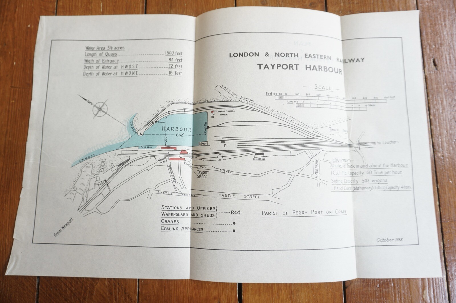 1935 LNER Tayport Harbour & Docks Railway Plan Map