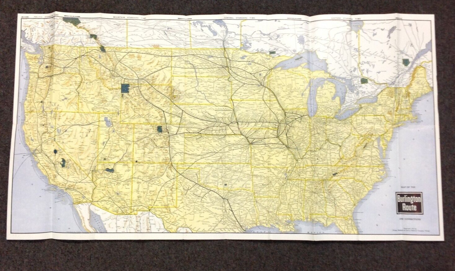 Vtg 1953 Burlington Route United States Map Vacation Guide Way of the Zephyrs