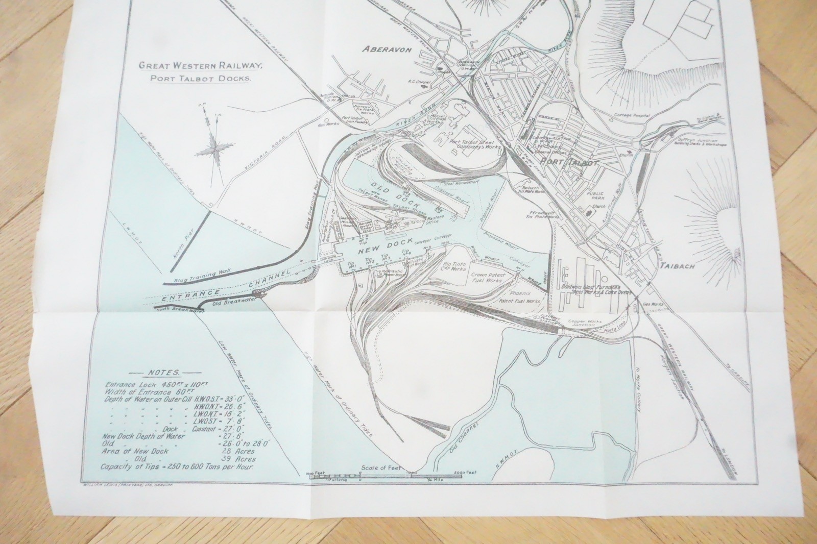 1928 GWR Port Talbot Docks Railway Map