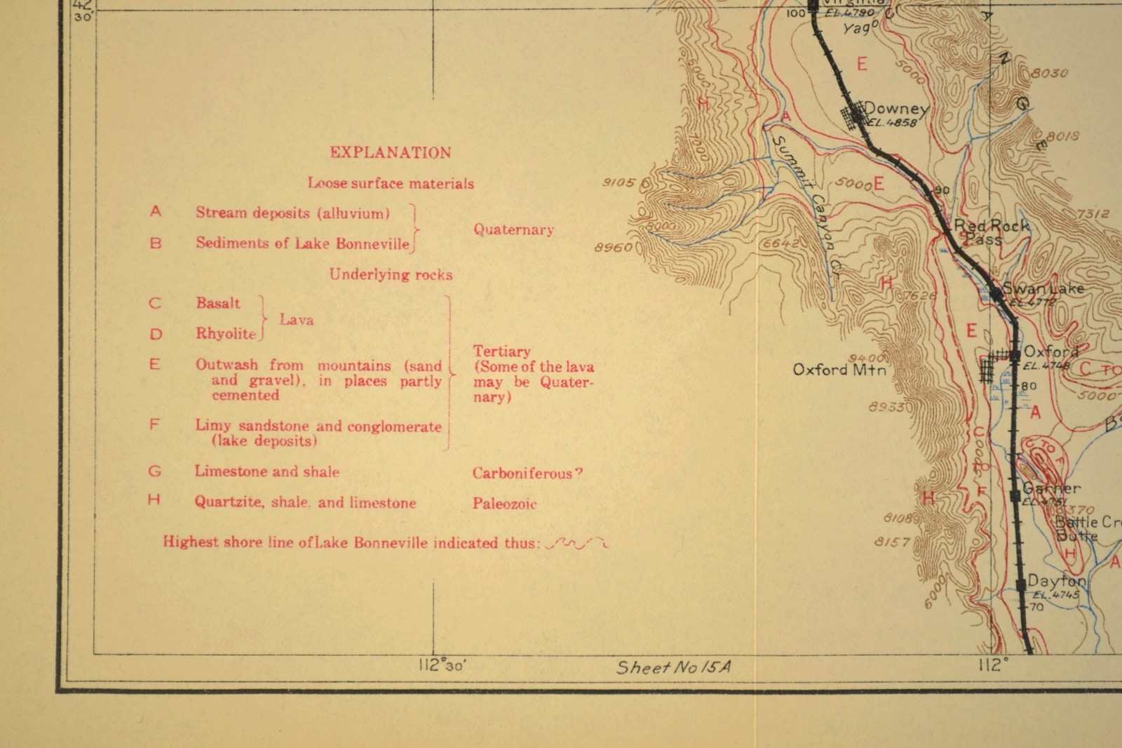 1915 Antique Union Pacific Railroad Map Pocatello Idaho Fort Hall Reservation