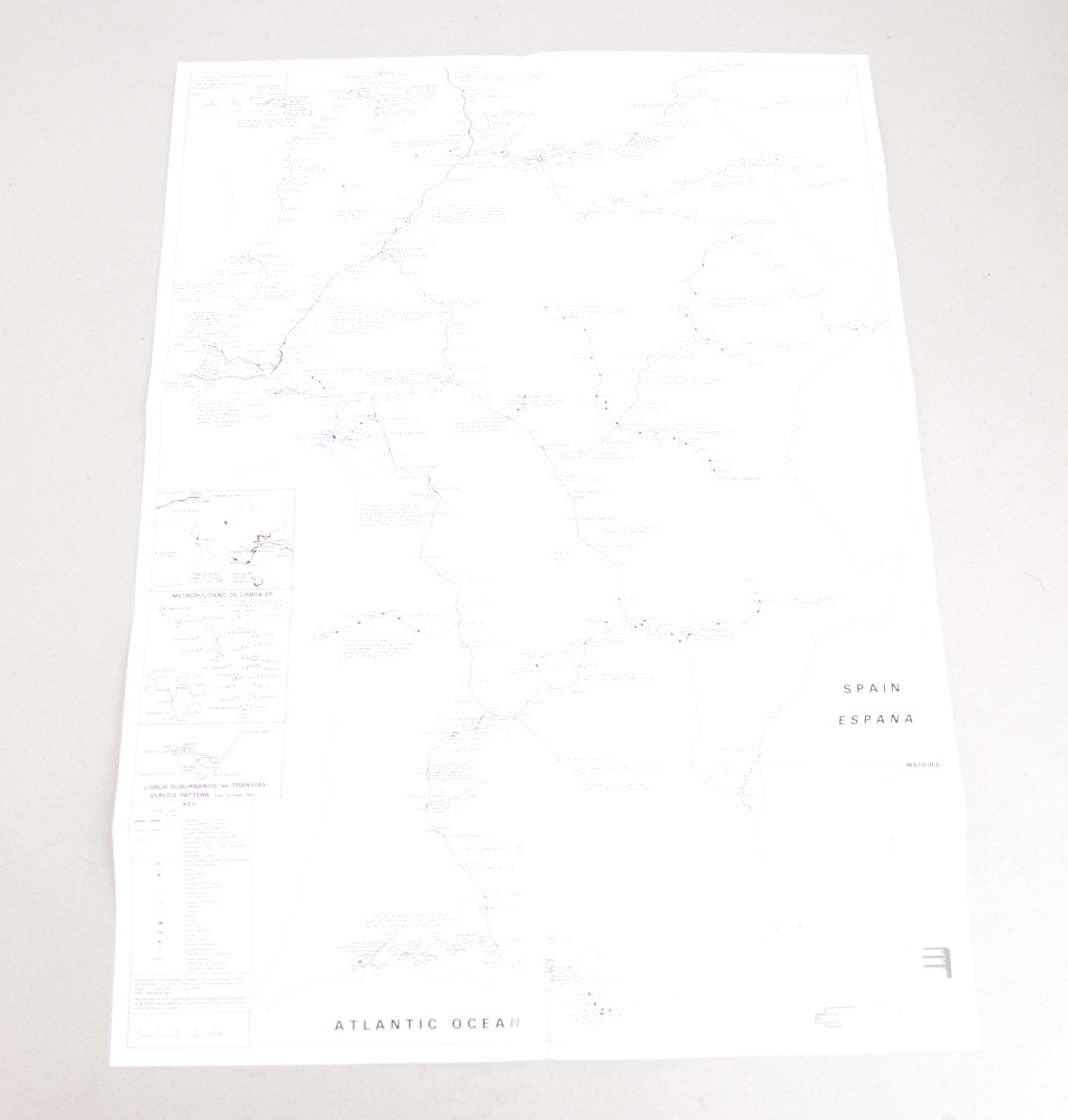 Railway Map Portugal Caminos de Ferro Potugueses Quail Map Co 1994