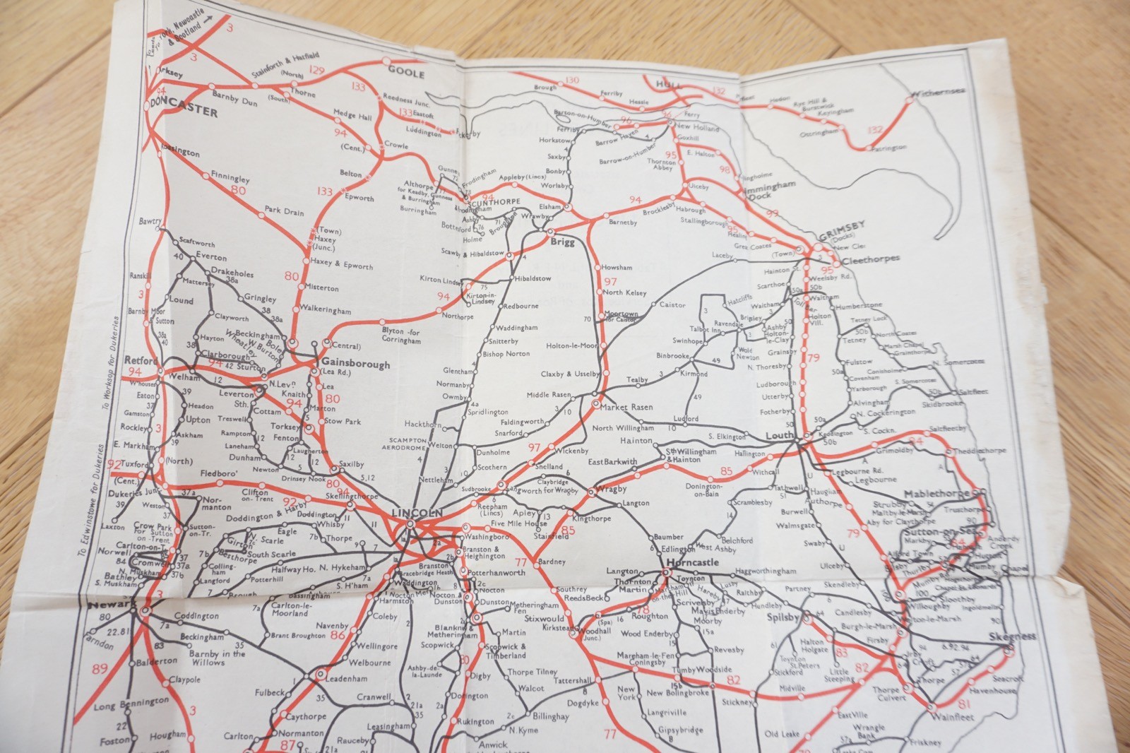 c1930s Lincolnshire LNER Railway Map