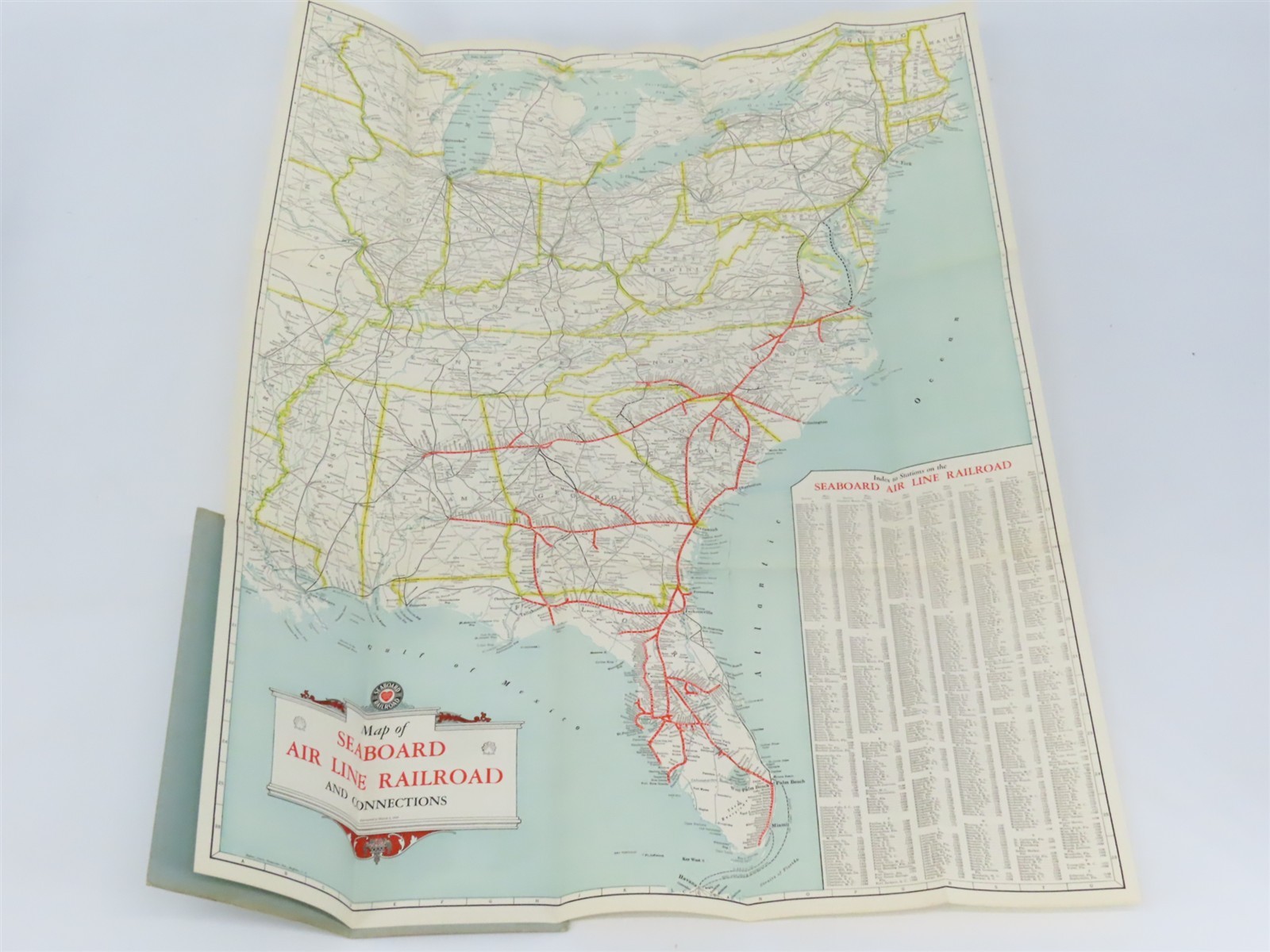 Vintage SAL Seaboard Air Line Railroad Freight Traffic Dept. Fold-Out Map 1959