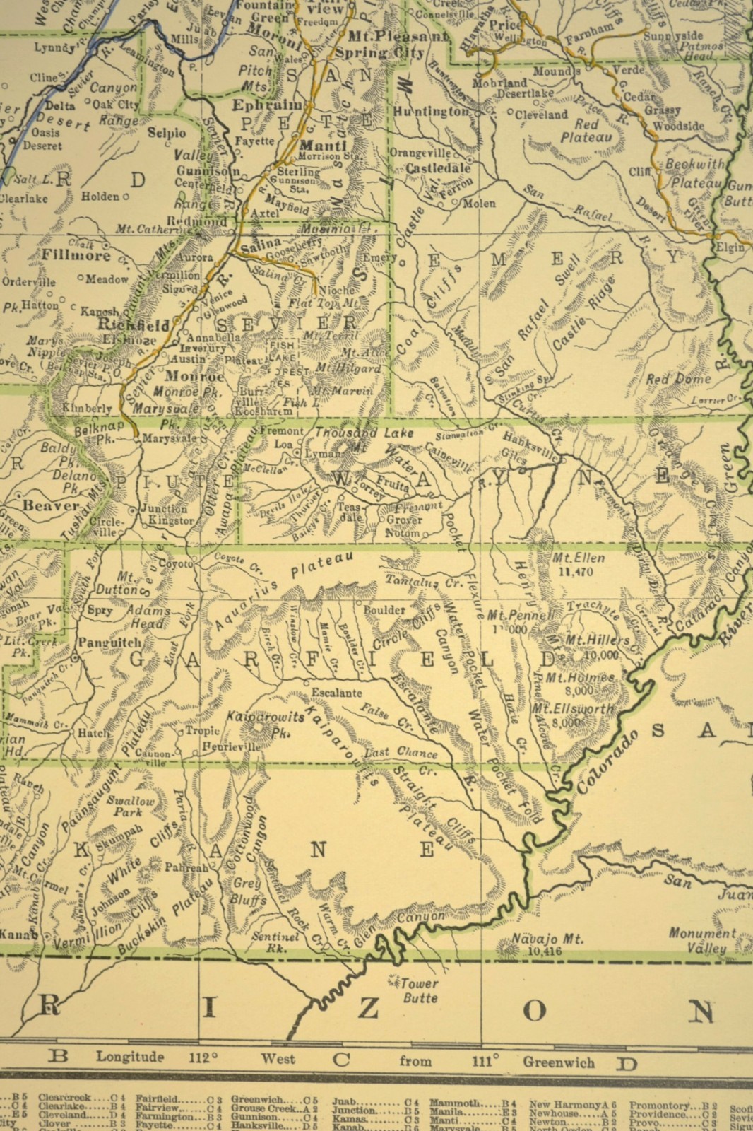 1914 Antique Map of UTAH Railroads Map ORIGINAL Atlas Denver & Rio Grande DATED
