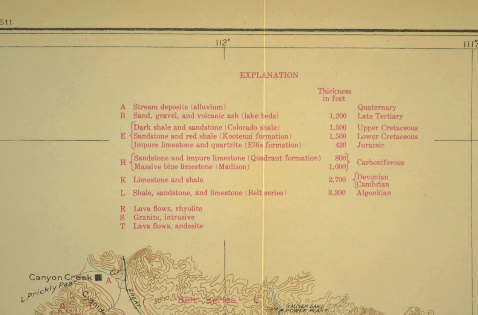 Antique Map of the Northern Pacific Railroad Line Helena Montana Geological