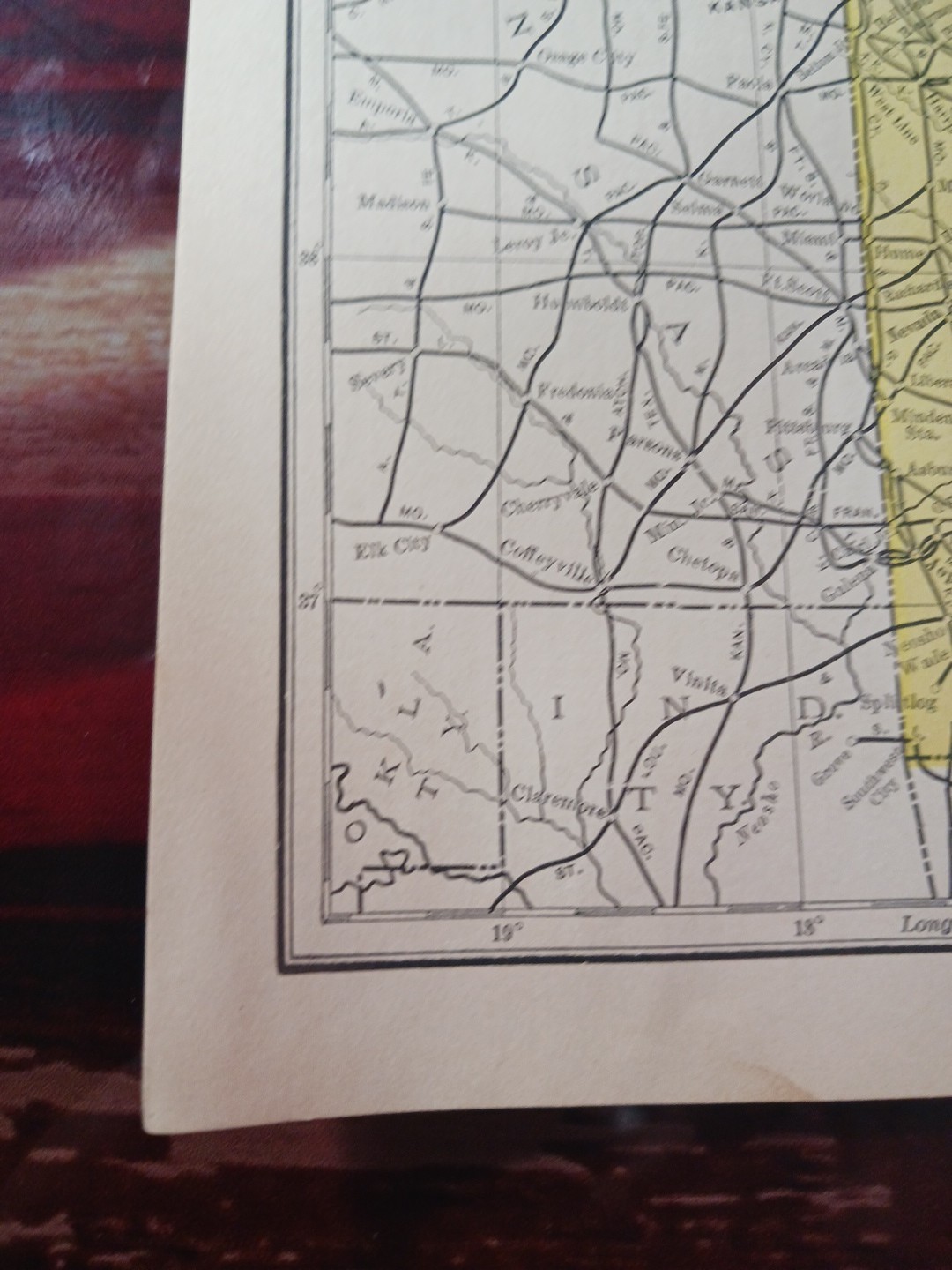 1905 Train Route Map IOWA & MISSOURI all Railroad Lines marked 11″x9″ Stations