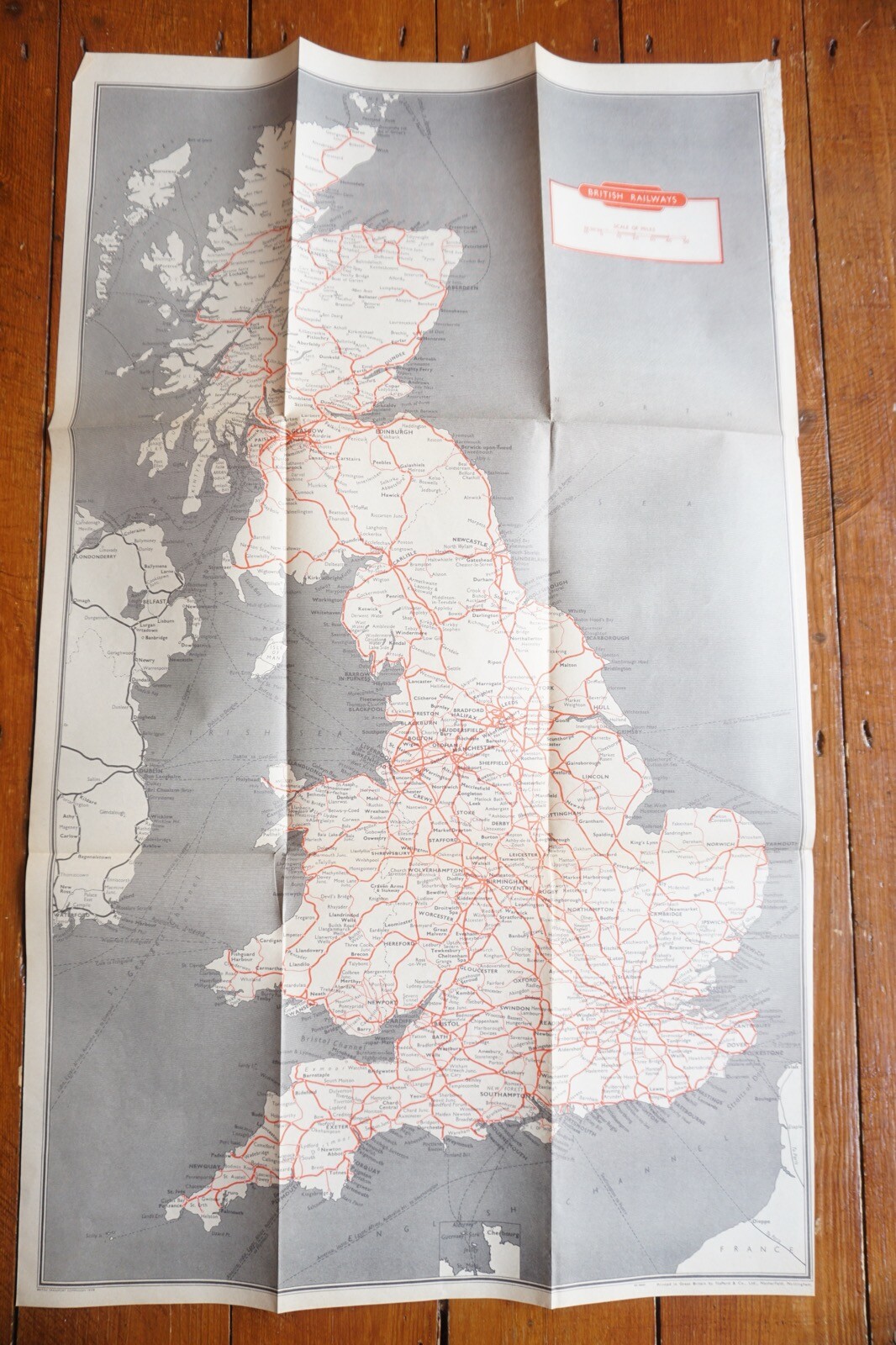 1957 British Rail Scottish Passenger Network Railway System Map VGC