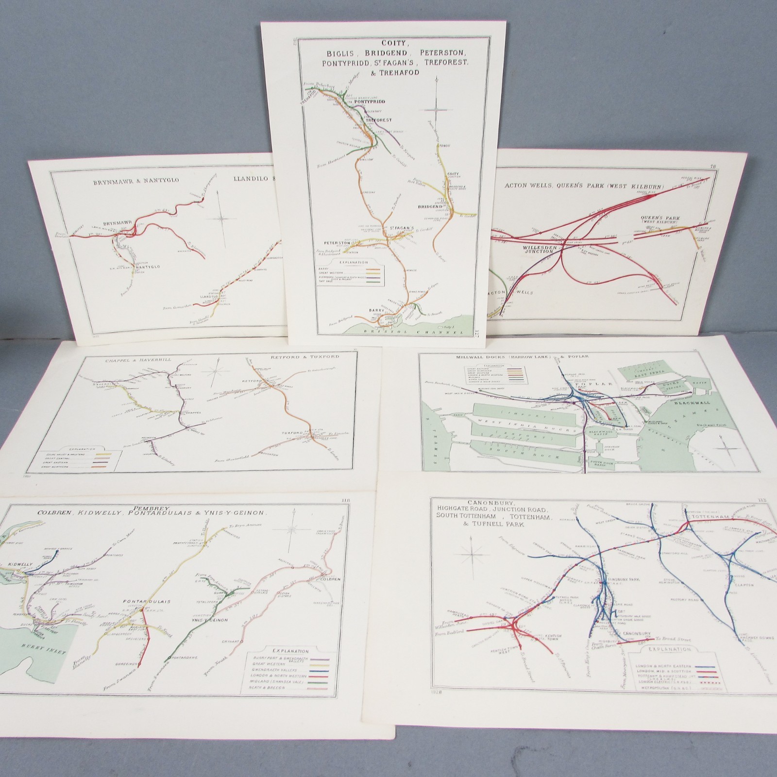 Railway Diagram Maps Bundle RCH Joblot 1920s Vintage Original