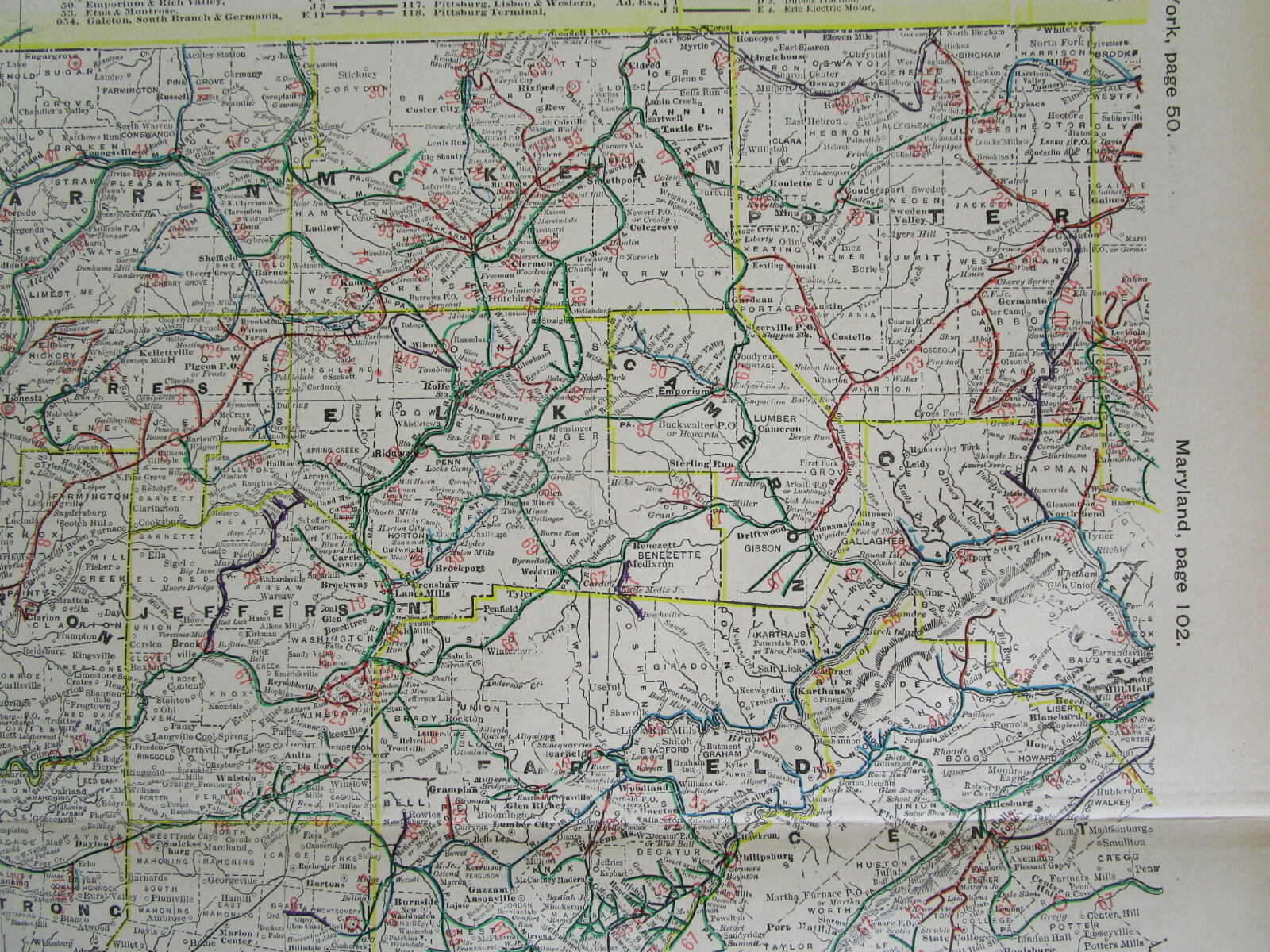 PA 1903 WESTERN PENNSYLVANIA Cram STEAM / INTERURBAN ELECTRIC RAILROAD Map