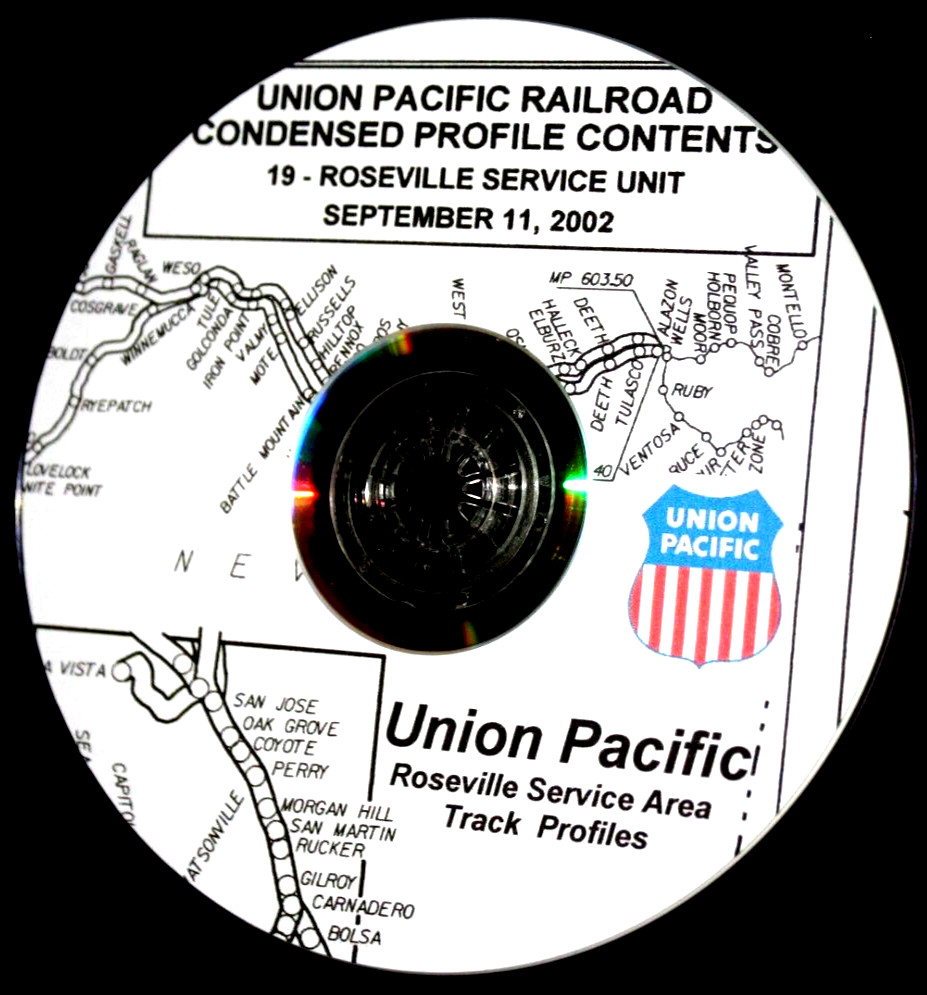 Union Pacific 2002 Roseville Division Condensed Profile PDF Pages on DVD