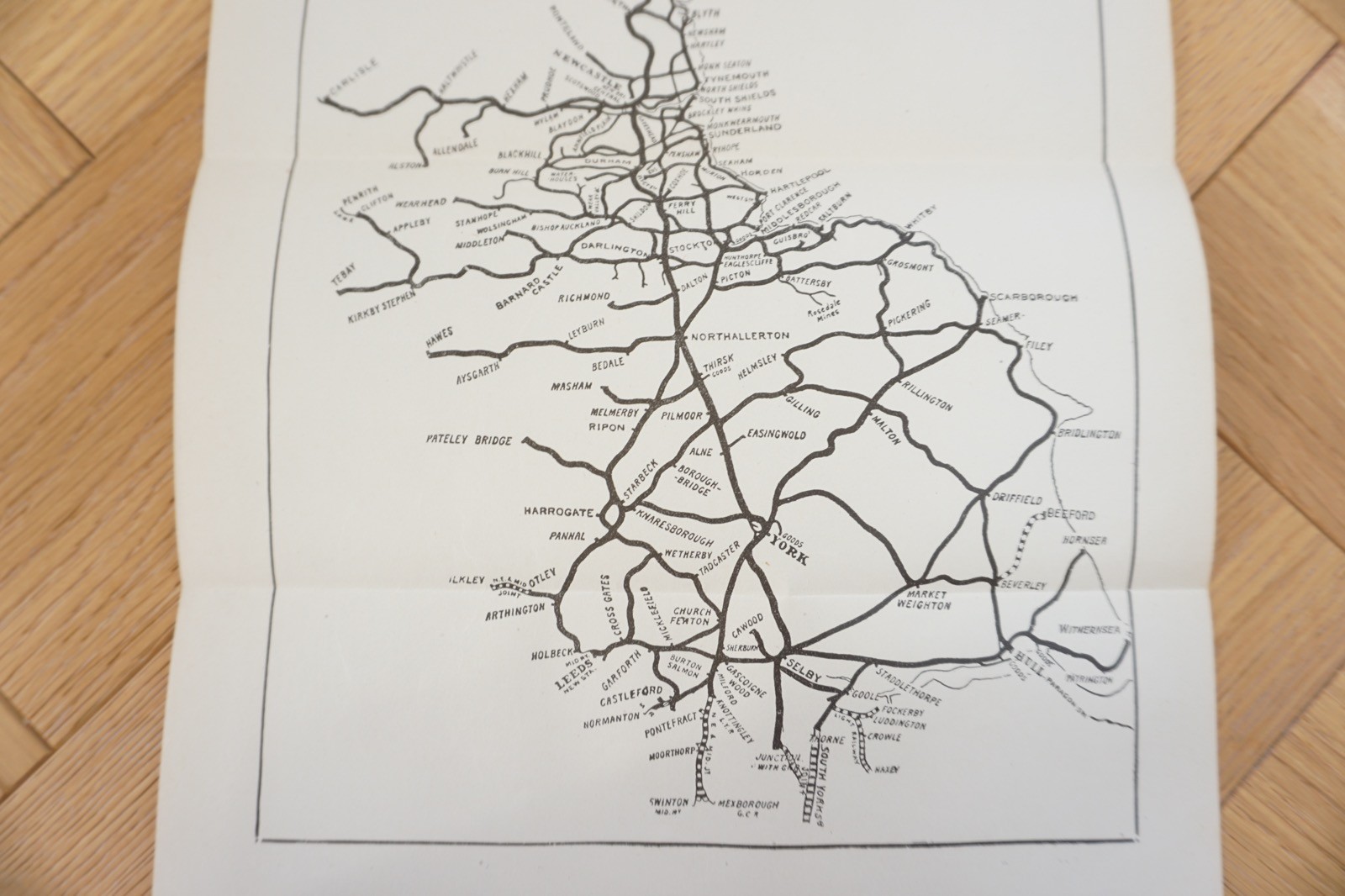 1922 North Eastern Railway Original Railway Map NER