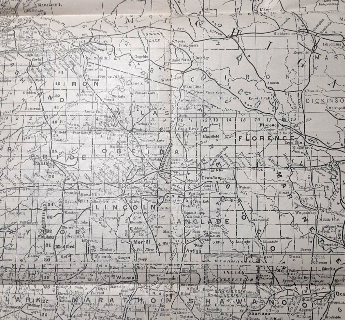 1903 Wisconsin RAILWAY MAP~Matthews-Northrup~RAILROAD~Milwaukee~GREEN BAY~Wausau