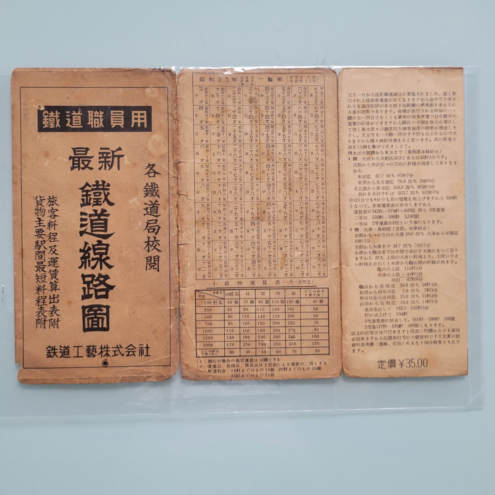 1950 Japanese National Railway Route Map Employee Book JNR Rail Network Vintage