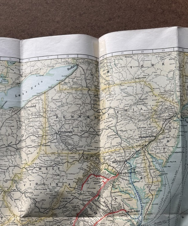 Vintage April 1943 Map of the Southern Railway System Railroad RR Train