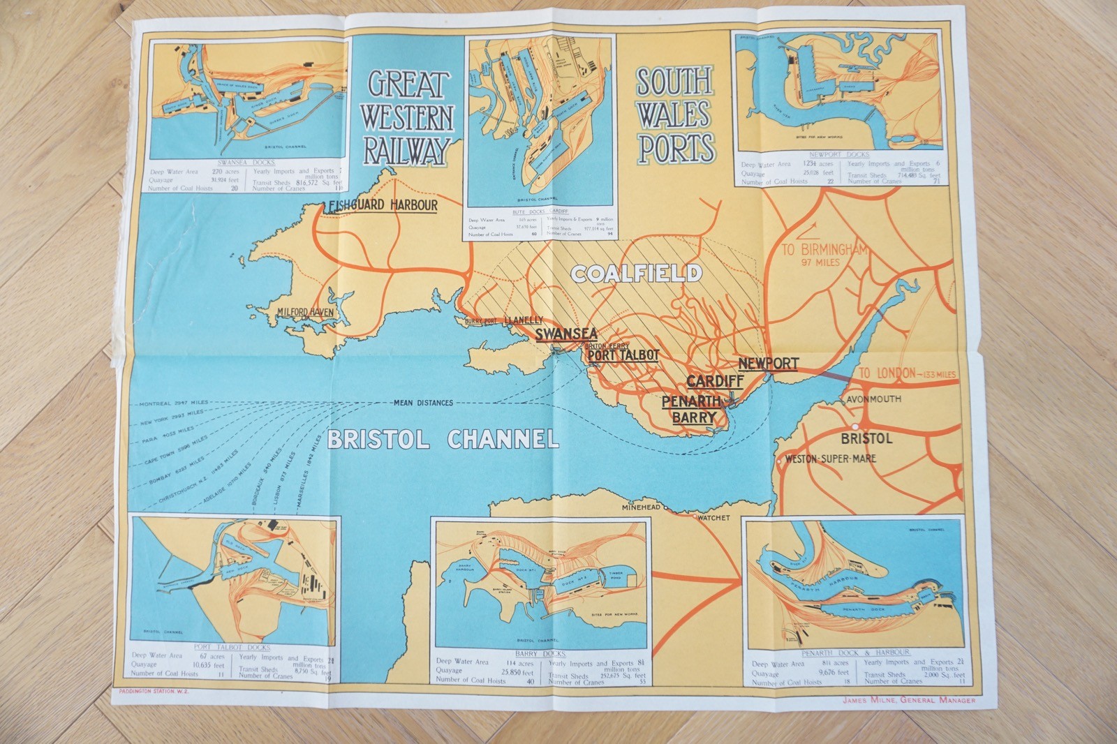 1932 GWR The South Wales Seaboard Harbour & Docks Railway Map