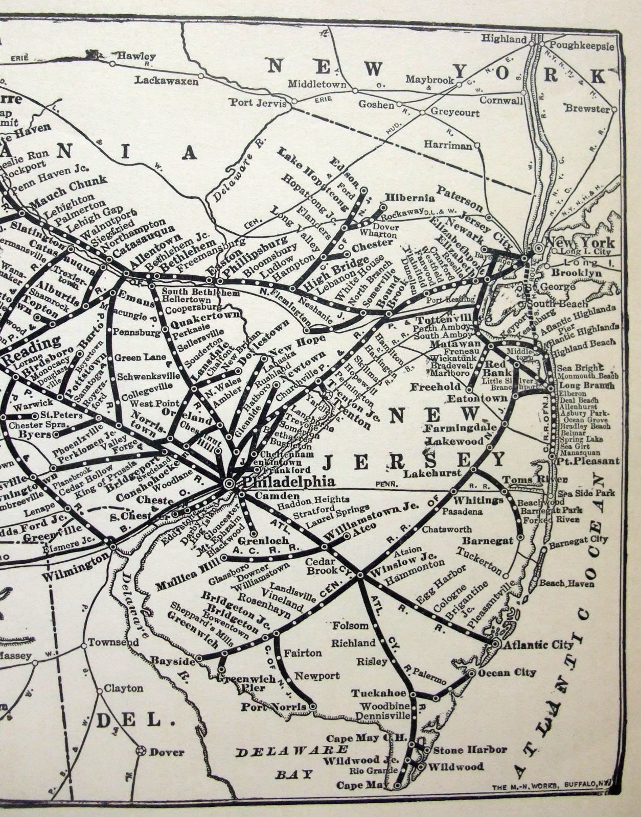 Reading Railway – Original 1926 System Map. Central RR of NJ. NY & Long Branch