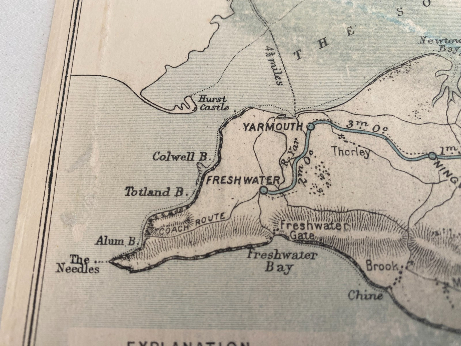 AIREY ISLE OF WIGHT RAILWAY MAP 1893 RYDE FRESHWATER BEMBRIDGE COWES VENTNOR