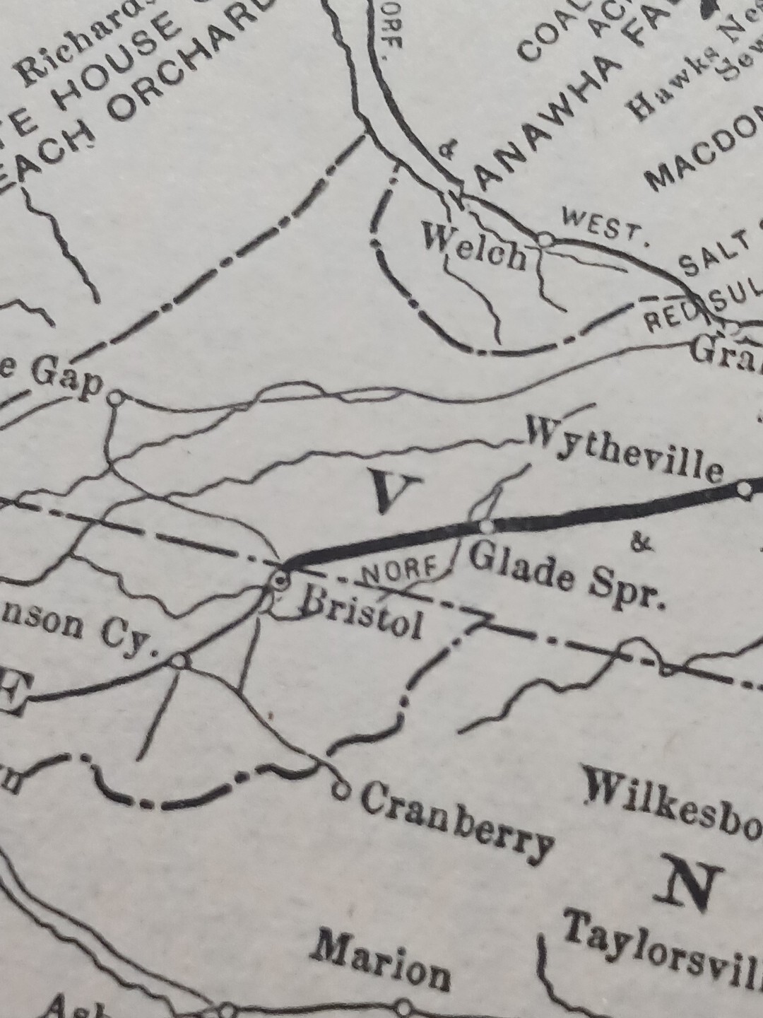 1902 Train Route Map + Report CHESAPEAKE & OHIO RAILWAY Rosney Virginia Railroad